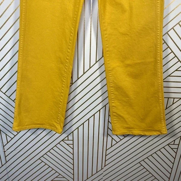 3X1 W4 Shelter Jeans Pants Wide-Leg Crop Vintage Overdyed Denim Yellow Size‎ 23 - Picture 3 of 8